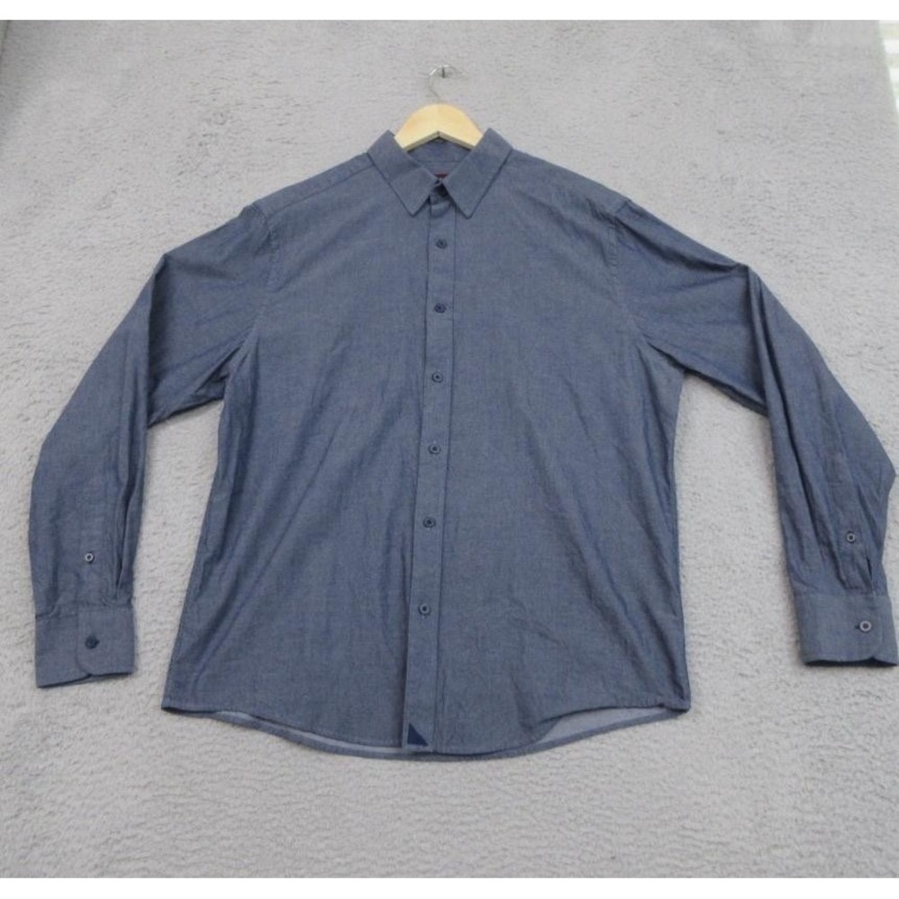 UNTUCKit Preppy Shirt Mens Large Blue Cotton Button Down Long Sleeve Casual